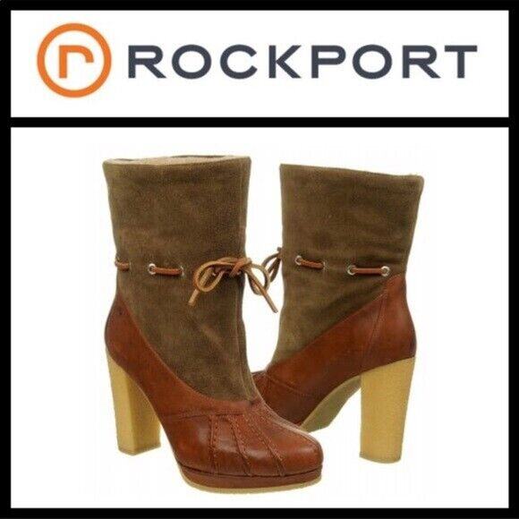 Rockport Booties Womens 8.5 Courtlyn Duck Upper Leather Adiprene Lined Roll Down - Picture 12 of 16
